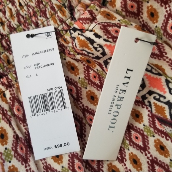 LIVERPOOL LOS ANGELES Tiered Geo Patchwork Boho Maxi Skirt Size Large NWT - Picture 4 of 11